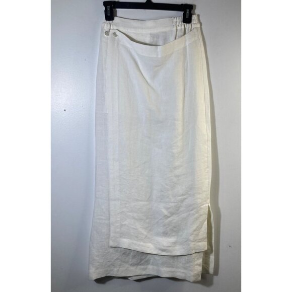 Womens Eskandar Bergdorf Goodman Asymmetrical Wrap Linen Maxi Skirt White 6/8 NW - Picture 1 of 15